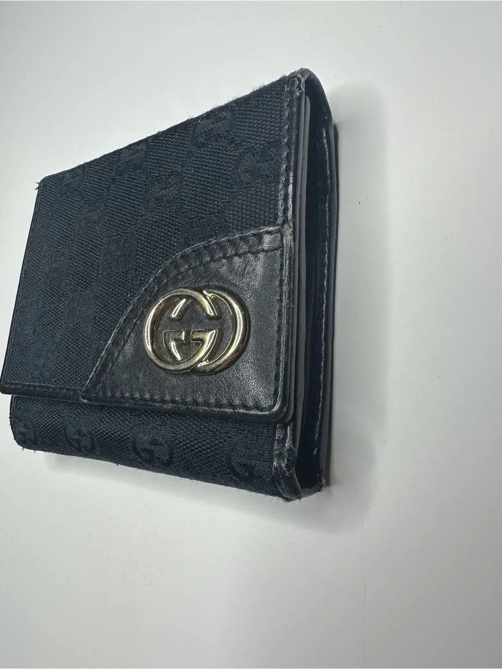 Authentic Gucci Black Men's Wallet with Gold GG Emblem